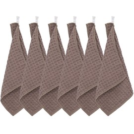 KYOSAMA Dish Towels, Dishcloths, Kitchen Towels, Thick, Approx. 11.4 x 11.4 inches (29 x 29 cm), Waffle Pattern Fabric, 6 Coffee Color Towels