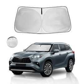 HOHUIGO Windshield Sun Shade for 2024 2023 2022 2021 2020 Toyota Highlander Window Sunshade for L LE XLE Limited Platinum Accessories Foldable SUV Sun Visor UV Protector Heat Shield Cover
