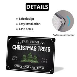 Farm Fresh Christmas Trees Open Daily Cut & Carry Spruce Pine Fir Cedar Metal Tin Sign Vintage Farmhouse Christmas Wall Poster Decor for Home, Bar, Restaurants, Cafe 8x12 Inch
