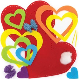 Baker Ross Rainbow Heart Cushion Sewing Kits - Pack of 2, Sewing Set for Children, Creative Activities for Kids (FC457)