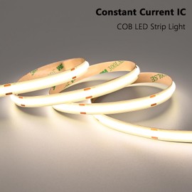 BENLUN 24V IC COB LED Strip Light 65.6ft Kit, 4000K Natural White Cuttable Adhesive 480LEDs/M CRI 90+ LED Tape Lights with Power Supply for Bedroom Kitchen Living Room Ceiling