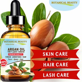 Botanical Beauty ARGAN OIL 100% Pure Natural VIRGIN UNREFINED Cold-Pressed Carrier Oil 4 Fl oz 120 ml for Face, Skin, Body, Hair, Lip, Nails. Rich in Vitamin E