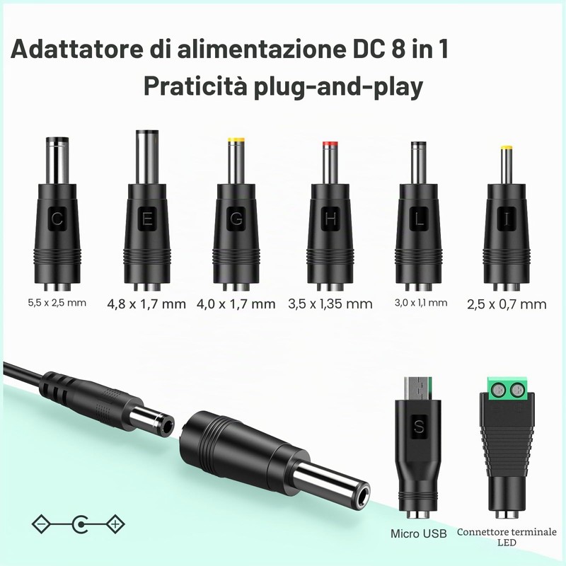 Melasat - Adattatore AC da 12 V, 2 A, trasformatore