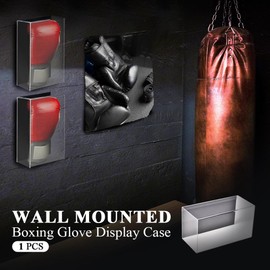 PIT66 Boxing Glove Display Case Acrylic Wall Mount Horizontal Show Case Baseball Mitt UV-Protected Display Case Full Size