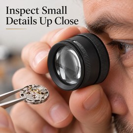30X Magnifying Loupe for Watch and Coin Inspection with K9 Optical Lens and Metal Body, Black