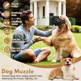 Dog Muzzle, Adjustable Breathable Dog Mouth Cover, Anti Biting Barking Chewing, Comfort Soft Basket Muzzle for Dogs, Allows Panting Drinking (M)