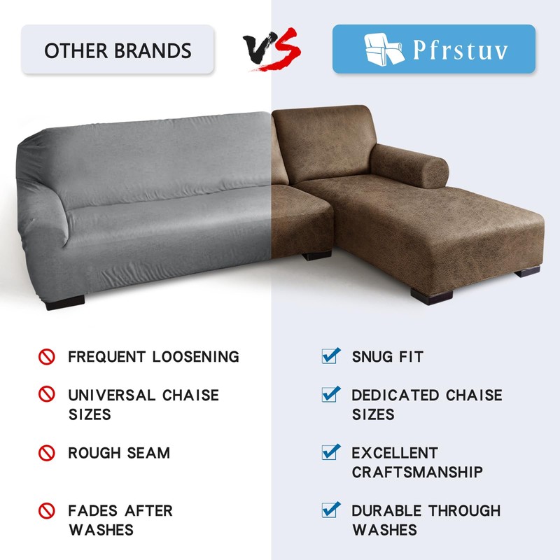 Pfrstuv Sectional Couch Covers, Leather Look Sofa Cover L Shape