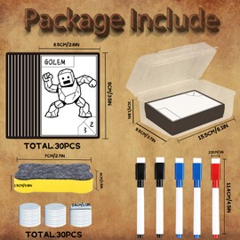 66 PCS Dry Erase Gaming Tokens Set: 30 Double-Sided Blank Cards, 30 Plastic Counters Gaming Tokens Discs, 5 Marker Pens and Storage Box for Game
