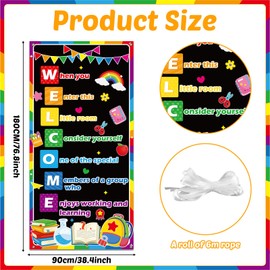 Welcome Classroom Door Cover Banner Decorations Back To School Door Cover Porch Sign When You Enter This Classroom Hanging Banner Photo Background Wall Decor for Home Classroom Decorations Supplies