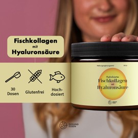 GESUND ESSEN Collagen powder, healthy skin, strong hair, strong nails, effective colage powder, high dose preparations, high-quality collagen powder, collagen 4500 mg, lemon flavour