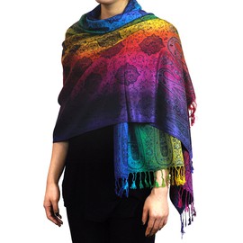 NYFASHION101 Elegant Colorful Paisley Soft Pashmina Scarf Shawl Wrap NBH1401Y - Rainbow 06