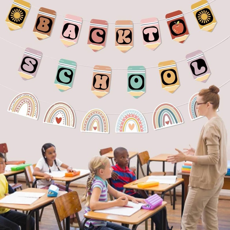 Zliisang Pre-Strung Boho Back To School Banner First Day of