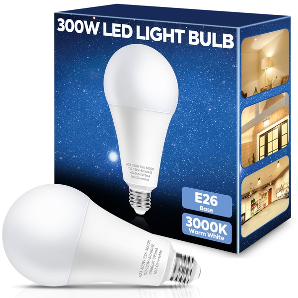 Nouscan 300W Equivalent LED Light Bulb, 4060LM Super Bright A23