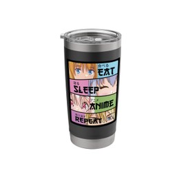 Cute Kawaii Manga - Anime Merch - Eat Sleep Anime Repeat Stainless Steel Insulated Tumbler