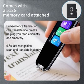 Smart Translator Pen Scanner Device Instant Text Speech Talking Translation Scan Reader for Kid Adult Portable Voice Recorder Digital English Spanish Electronic Language Learning Tablet Dyslexia Tool