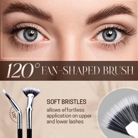 Fodeuxp 2025 New Folding Angle Scalloped Lash Brush, Mascara Fan Brush for Lashes Eyelash Separator Tool, Eye Makeup Fan Brush Eyelash Comb for Upper Lower Eye Lash (2 Pcs)