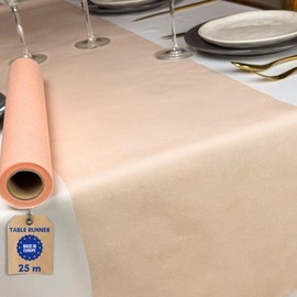 NATUARTE, Table Runner Apricot, Fabric Nonwoven of 25 meters x 30 cm, Non Woven Table Decoration, Wedding Decoration Fabric Baptisms Communions Birthdays,Table Skirt, Apricot Color