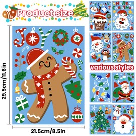 Heirloom Haven 8 Sheets Christmas Window Clings Stickers, Double Side Santa Xmas Tree Gingerbread Man Window Decals Winter Window Stickers Decorations for Home Office School Glass Window Decorations