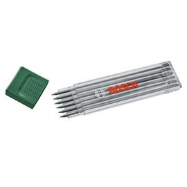 Bosch Graphitminen HB, 6 Stück (Ersatzminen für Tieflochmarker Bleistift; Härte HB; 2,8 mm Durchmesser; Etui zur geschützten Aufbewahrung)