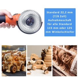 Wood Sanding Discs for Angle Grinder Roughing Discs (Diameter 125 mm x 22.2 mm), Woodworking Tools for Carving and Sanding Wood, Softwood, Hardwood (Silver)