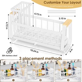 Doasuwish Kitchen Sink Caddy with High Brush Holder,Self-Draining kitchen Countertop Organizer,Rustproof 304 Stainless Steel,Non-Slip Stability High Storage Sponge Holder for Kitchen Sink White