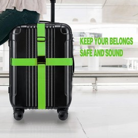 Pack of 2 Suitcase Strap with 2 Luggage Tags, Adjustable Suitcase Strap with Combination Lock, Suitcase Strap Eye-catching for Quick Recognition Luggage Travel Bag Suitcase (Green)