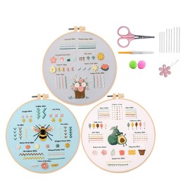 3 Embroidery kit for Beginners, Embroidery Starter Kits, Adult Women’s Hobbies, Embroidery Stitch Practice Kit for Beginners Adults Kids
