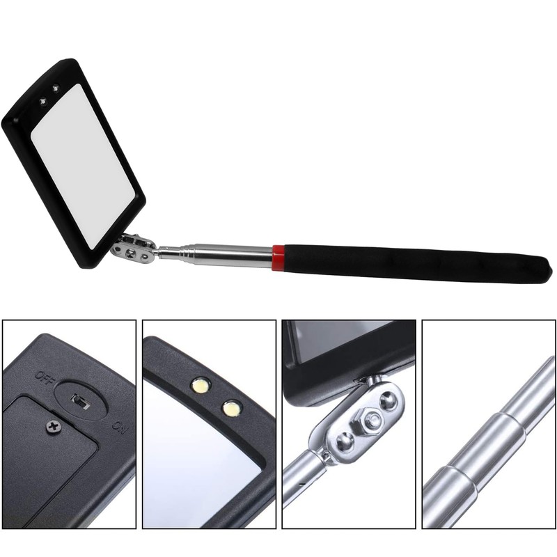 Lan-He Telescoping Inspection Mirror with 2 LED Lights extendable Machine