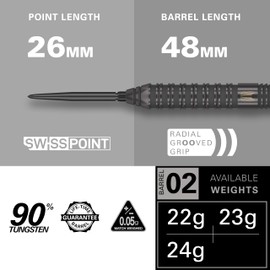TARGET Darts Bolide Void 02 22G 90% Tungsten Swiss Point Steel Tip Darts Set