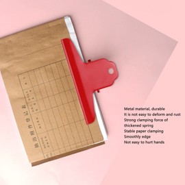 Tnfeeon Metal Binder Clip, Large Bulldog Clips, Hinge Clips, Filing Paper, Money Binder Clamps for Photos, Cards, Drawings (Red)