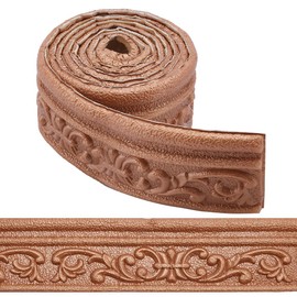CRASPIRE 82.5 x 3 Inch Brown Crown Molding Peel and Stick Self Adhesive Flexible Foam Trim 3D Sticky Decorative Wallpaper Border Wall Edging Foam Baseboard Mirror Border Wall Lines Hotel DIY Decor