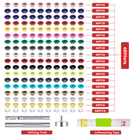 Metal Eyelets Grommets, 680Pcs 17 Colors 3/16 inch Metal Grommets Kit, Multi-Color Eyelets Set with Installation Tool, Measuring Tape and Storage Box for DIY Shoes Belt Clothes Crafts Bag