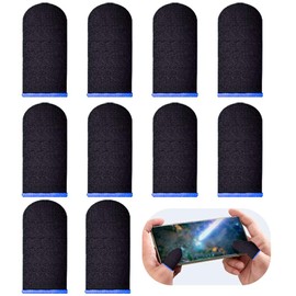指サックゲーム用 指カバー 操作性アップ 滑り止め スマホ指サック 超高感度 指紋防止 静電防止 手汗対策 縫い目ゼロ 柔らかい 通気性 伸縮性 洗濯可能 ブラック 10個セット