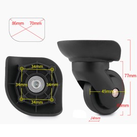 Volein 1 Pair Suitcase Wheels Replacement Wheels for Suitcase Suitcase Replacement Wheels with 4 Screw Holes, V293-black, W293