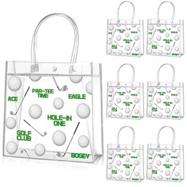 Aliceset 20 Pcs Golf Party Clear Goodie Bag with Handles Golf Snack Treat Bags for Team Masters Themed Party Game Tournament Supplies Birthday Gifts Decorations, 8 x 8 x 3.15 Inch