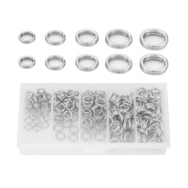 Alomejor 200 Pieces Fishing Stainless Steel Split Rings Double Snap Ring High Strength Fishing Bait Ring Fishing Bait Plug Fishing Tackle Set