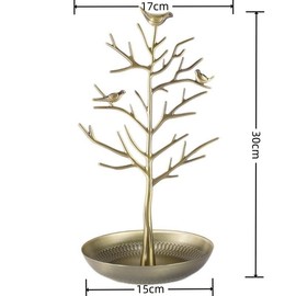 Huilimei Tree Jewellery Stand Hanging Organizer for Rings Earrings Necklaces Bracelets And Other Jewellery,Decorative Birds Tree Jewellery Organiser Rack Tower (cyan)
