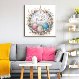 GOUOYANA Diamond Art Kits for Adults, Easter Egg 5D Diamond Painting Kits for Beginner DIY Gem Art Full Drill Diamond Dots Crystal Craft Kits for Home Wall Decor Gifts 14x14inch