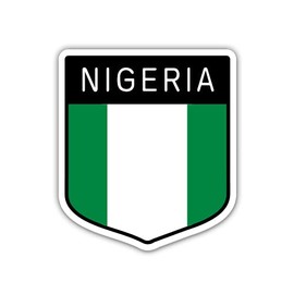 Squiddy Nigeria Flag Shield - Vinyl Sticker for Car, Laptop, Notebook (5" high)
