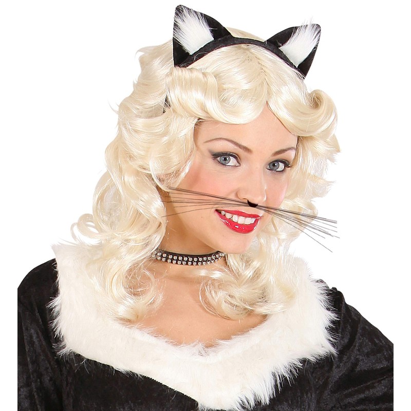 Widmann 1804A - Katzen Schnurrbart, Schwarz, Accessoire, Karneval, Mottoparty
