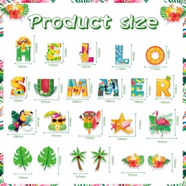 HOWAF Hello Summer Banner Beach Tropical Bunting Banner, 3 PCS Colorful Summer Luau Party Hanging Decoration for Birthday Hawaii Pool Tiki Baby Shower Party Supplies Welcome Garland Banner