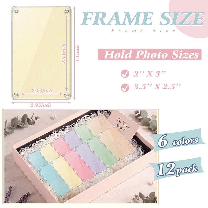 12 Pack Pastel Magnetic Picture Frames Acrylic Fridge Magnetic Frame