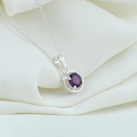 GEMKORA Real Amethyst Crystal Pendant Necklace, Natural Gemstone, Birthstone Crystal, Healing Stone, Gift for Women Mom Her, Statement Jewellery, 925 Sterling Silver 18 inch