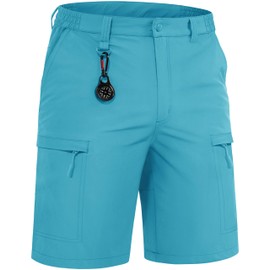 TACVASEN Golf Shorts Men 10" Hiking Shorts Water Resistant Quick Dry Lightweight Cargo Fishing Outdoor with Pockets Ice Blue