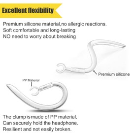 VSuRing Ear Hooks Eartips Kit 360° Rotatable Adjustable Soft Silicone Anti-Slip Sports Clamp Universal Bluetooth Headset Clips Earbuds Replacement for Newbee/Plantronics/TOORUN Black