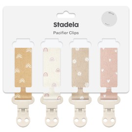 Stadela Baby Pacifier Clip Leash Soothie Holder for Girl 4 Pack Gift Set Universal Fit