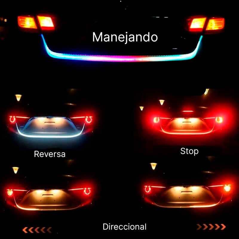Vmingo Tira Led Cajuela Luz Multicolor Decorativa 1.5m Auto Cajuela