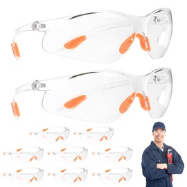 10 Pcs Safety Glasses for Work, Safety Goggles, Protective Glasses, Eye Protection Glasses, Clear Work Glasses Safety, Mens Women Anti Scratch Spectacles for Construction Laboratory Gardening Goggles