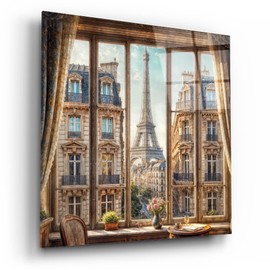 Epic Art 'Parisien View' by Rey Klimt Acrylic Glass Wall Art, 12" x 12"