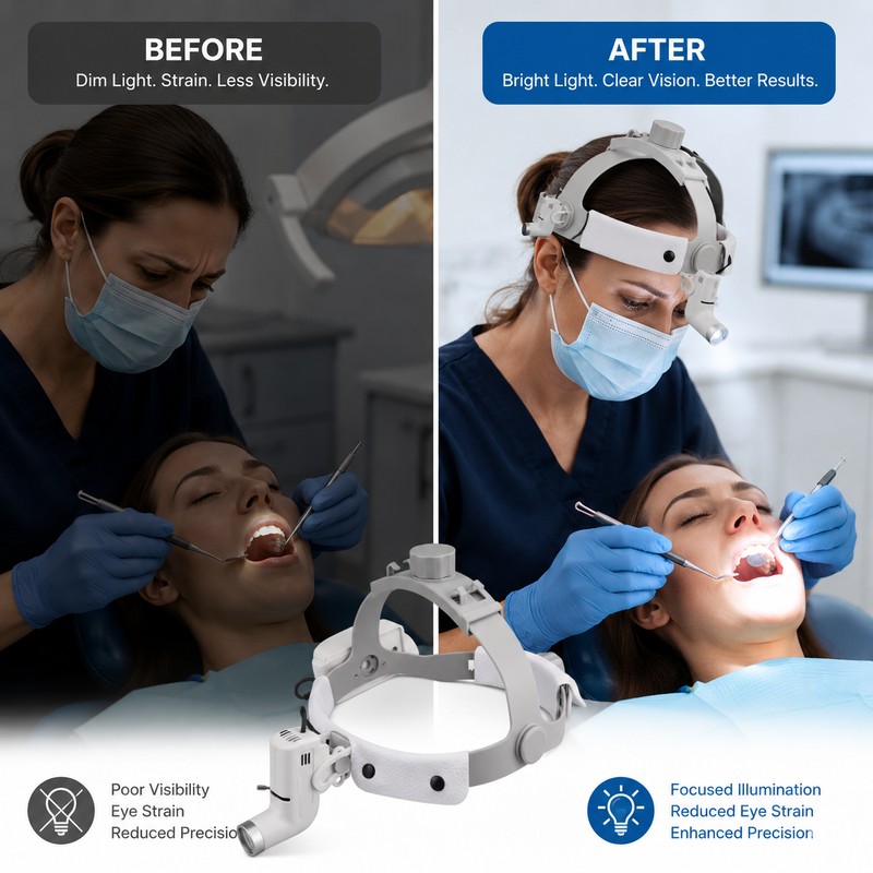 Dental LED Headlight for Binocular Loupes – 5W Adjustable Spot